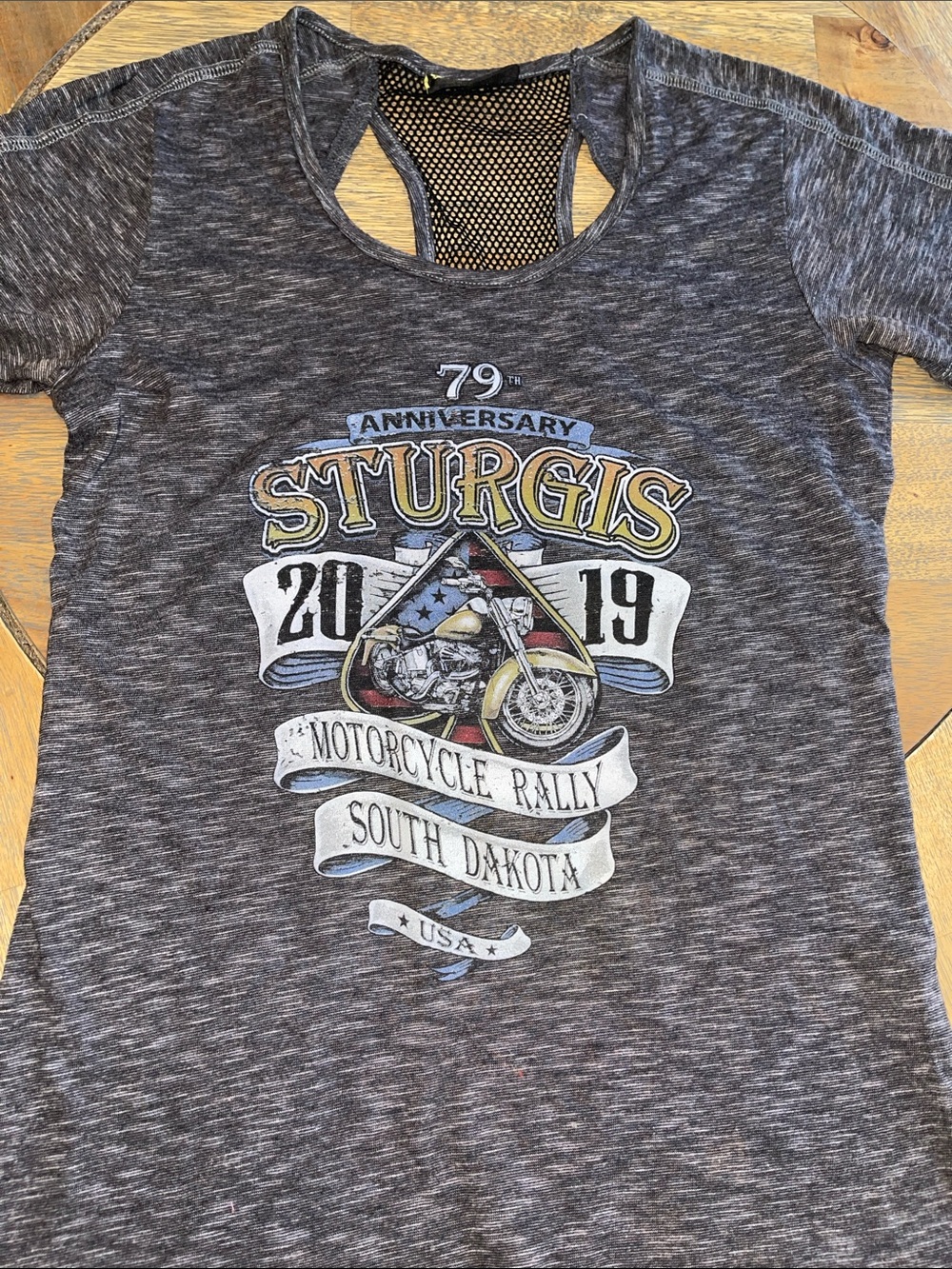 Sturgis Motorcycle Rally Tee 2019‎ 79th Anniversary Mesh Back Gray Biker Shirt L